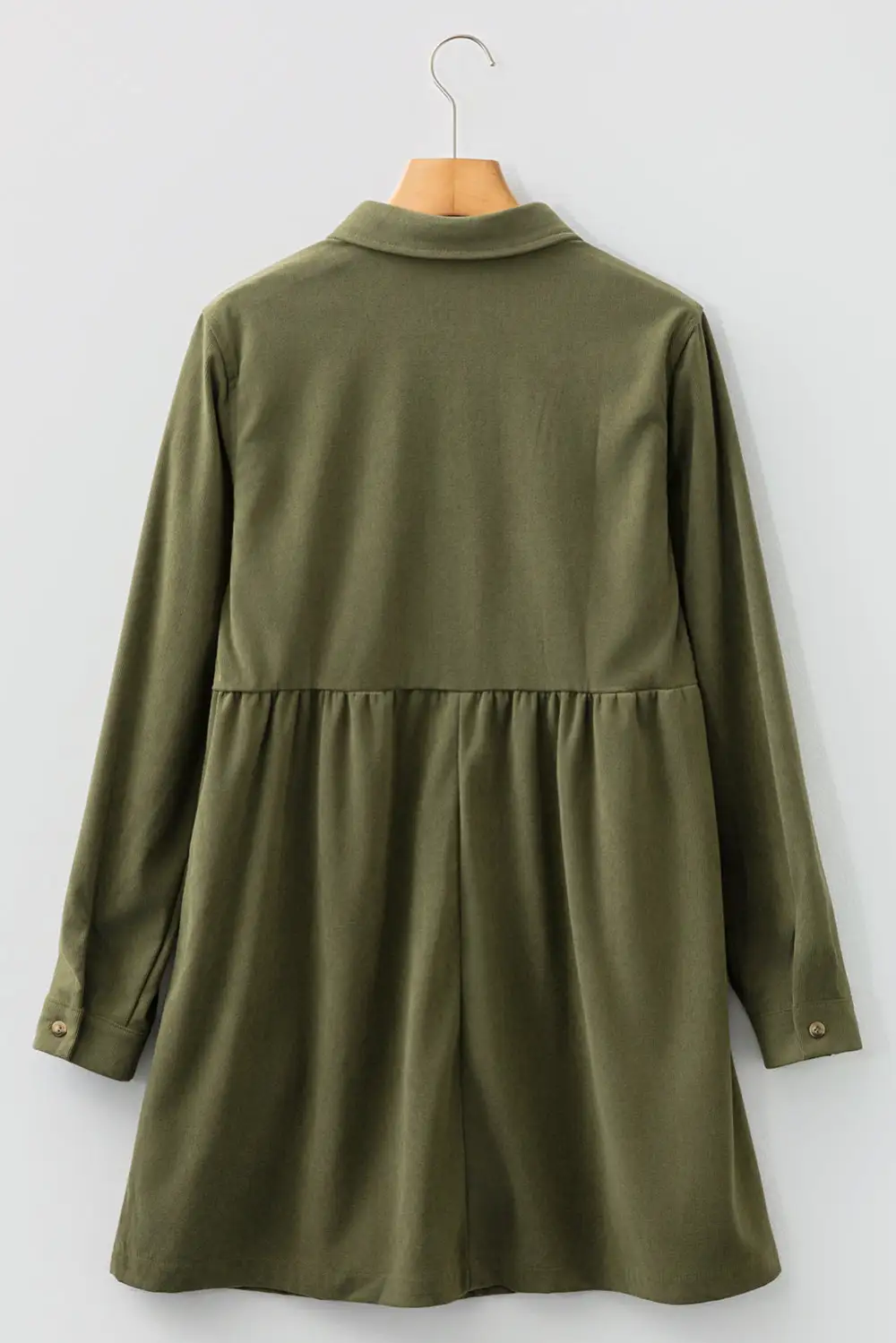 Corduroy Half Button Long Sleeve Mini Dress