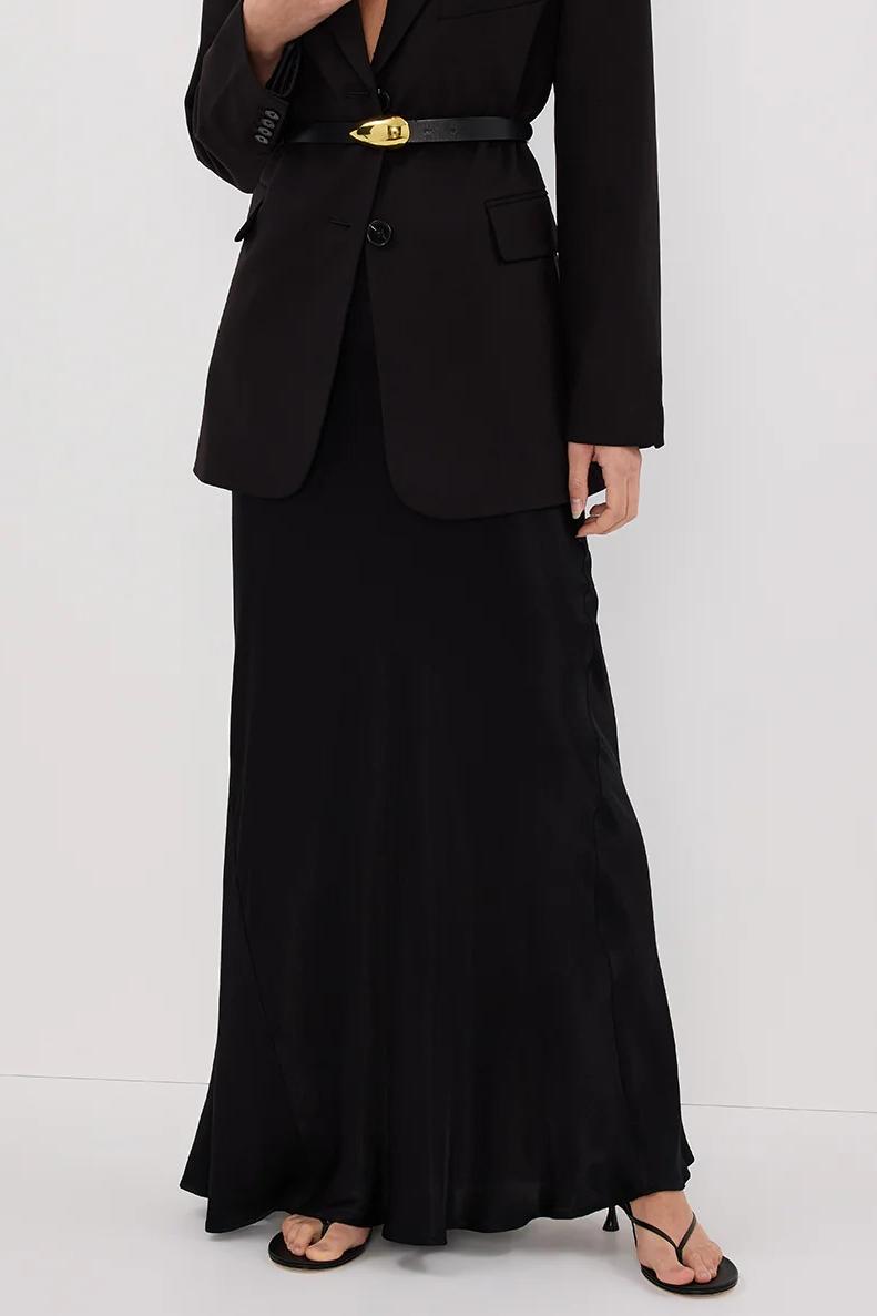 BLACK SATIN MAXI SKIRT