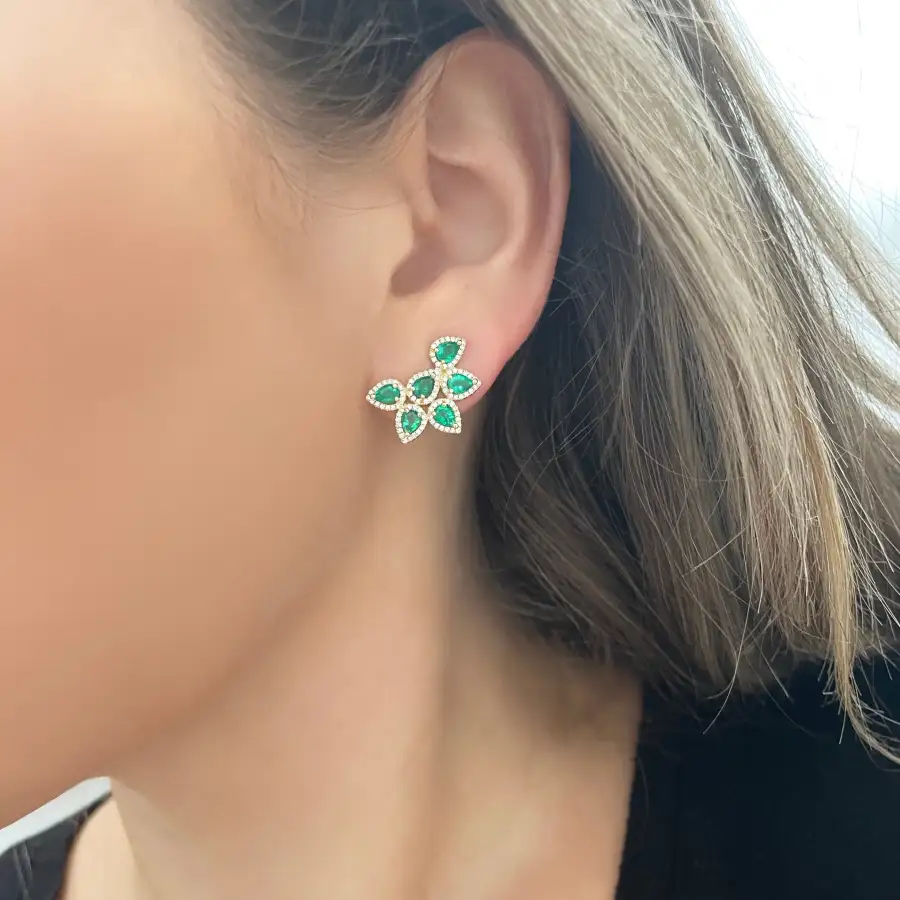 Curved Bold Gem Detail Earrings