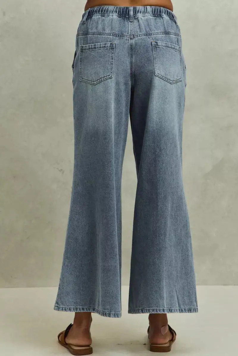 Mid Rise Flare Leg Elastic Denim Jeans