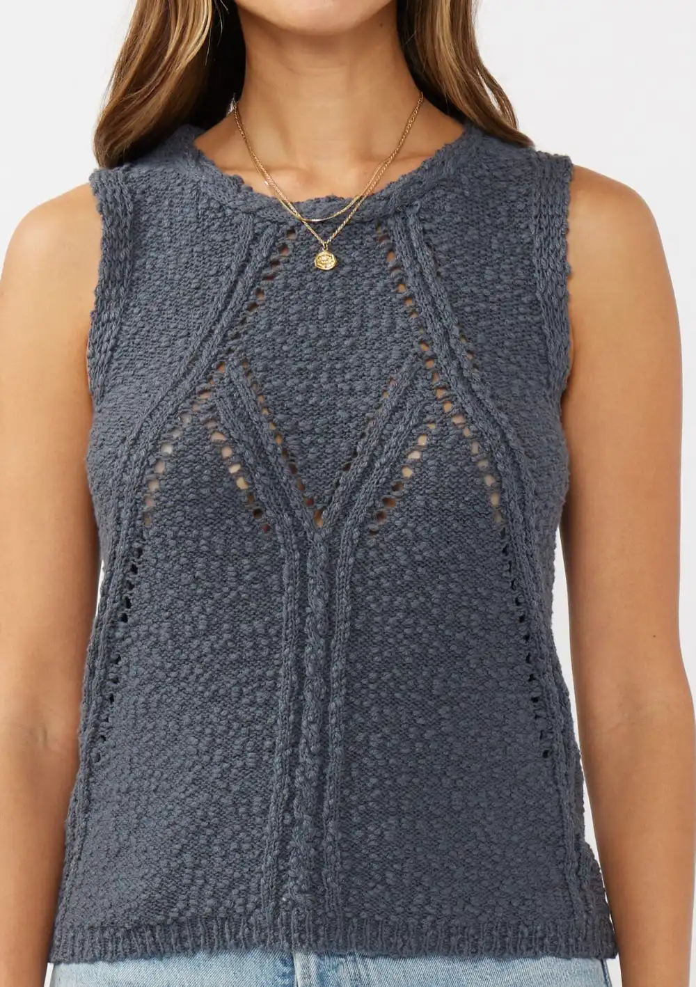Hollow Round Neck Sweater Tank