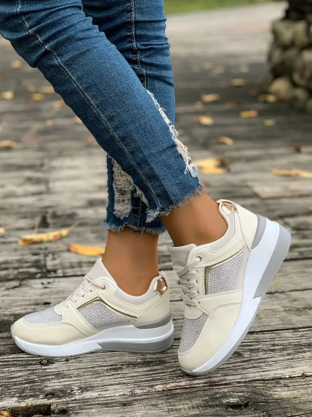 Rhinestone Wedge Sneakers