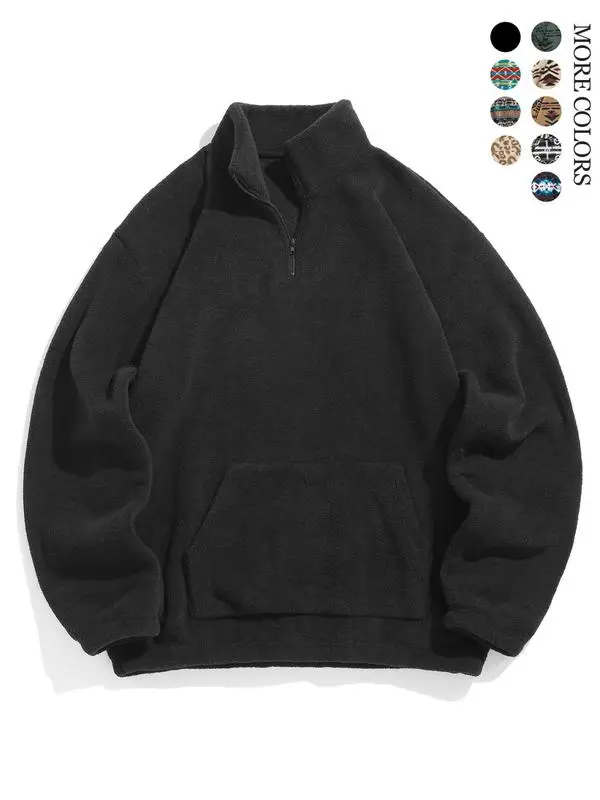 🎁Halloween Sale 49% Off - Casual Ethnic Pattern Zipper Sweatshirt – Drop Shoulder Long Sleeve Pullover with Stand Collar, Soft & Comfy Fit
