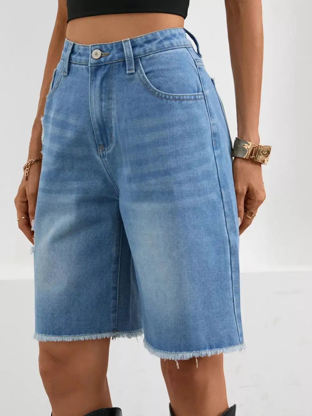 Raw Hem Frayed Hem Frayed Ripped Shorts