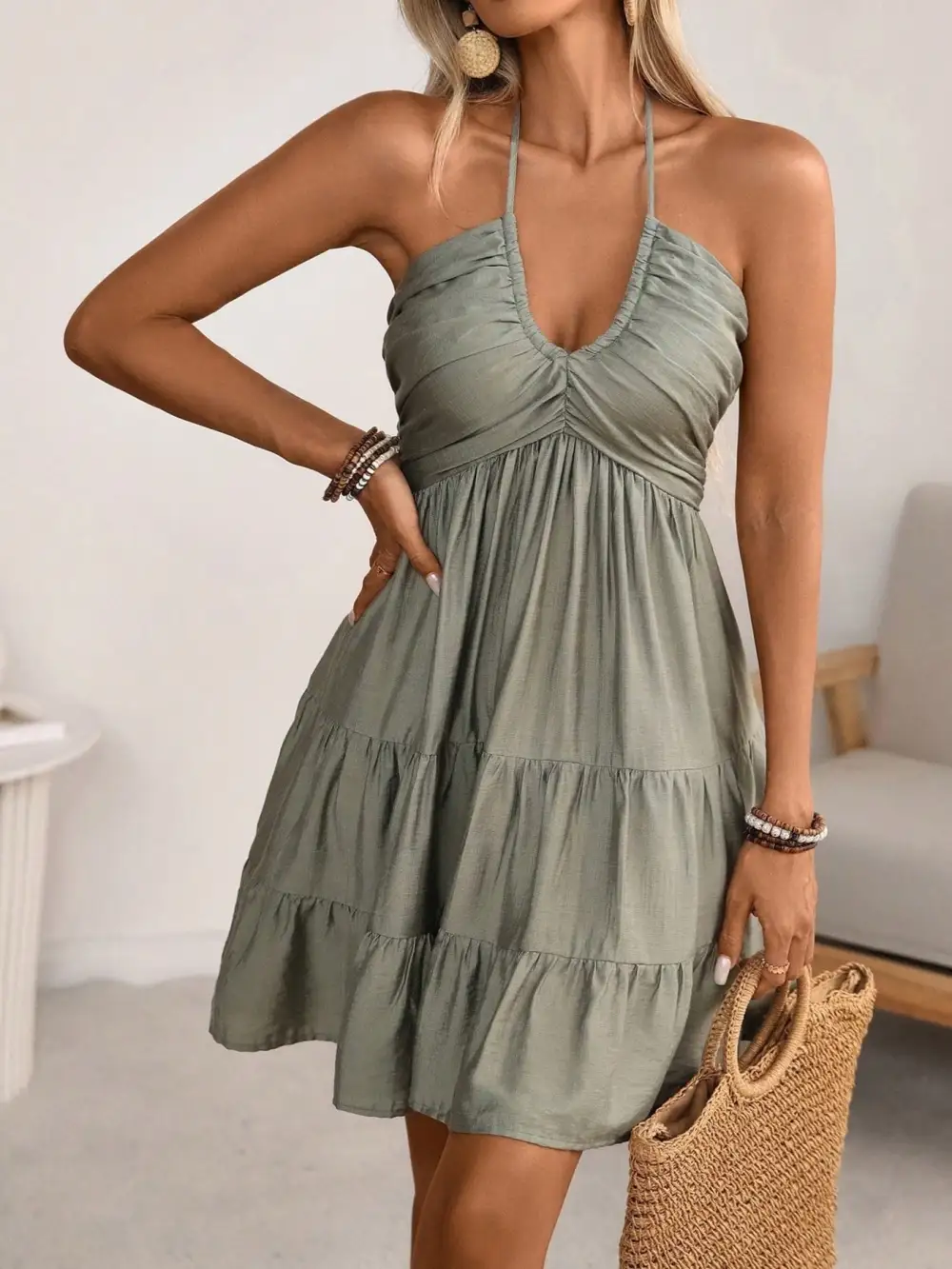 Tiered Halter Casual Dress