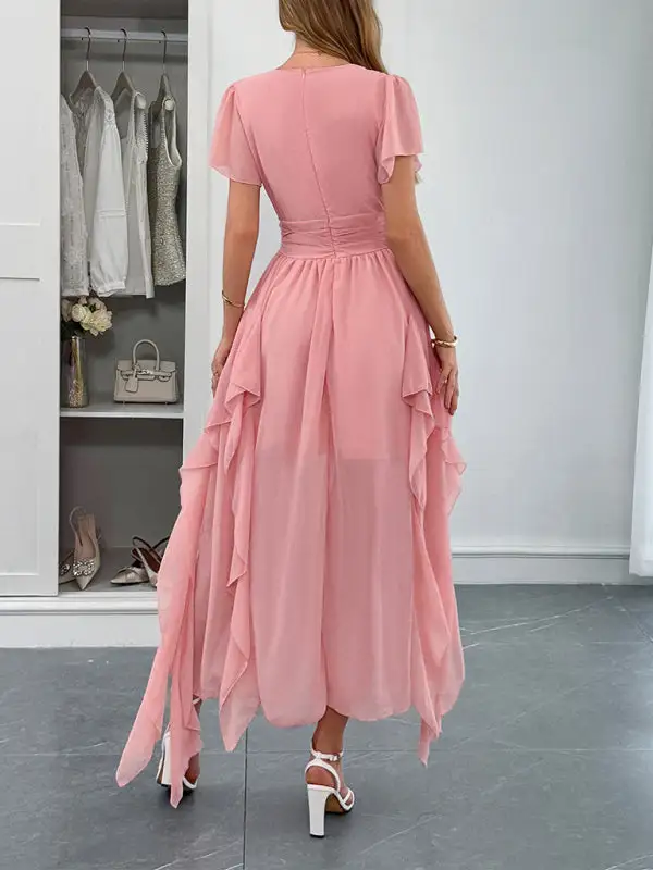 Gathered Detail Short Sleeve Dress