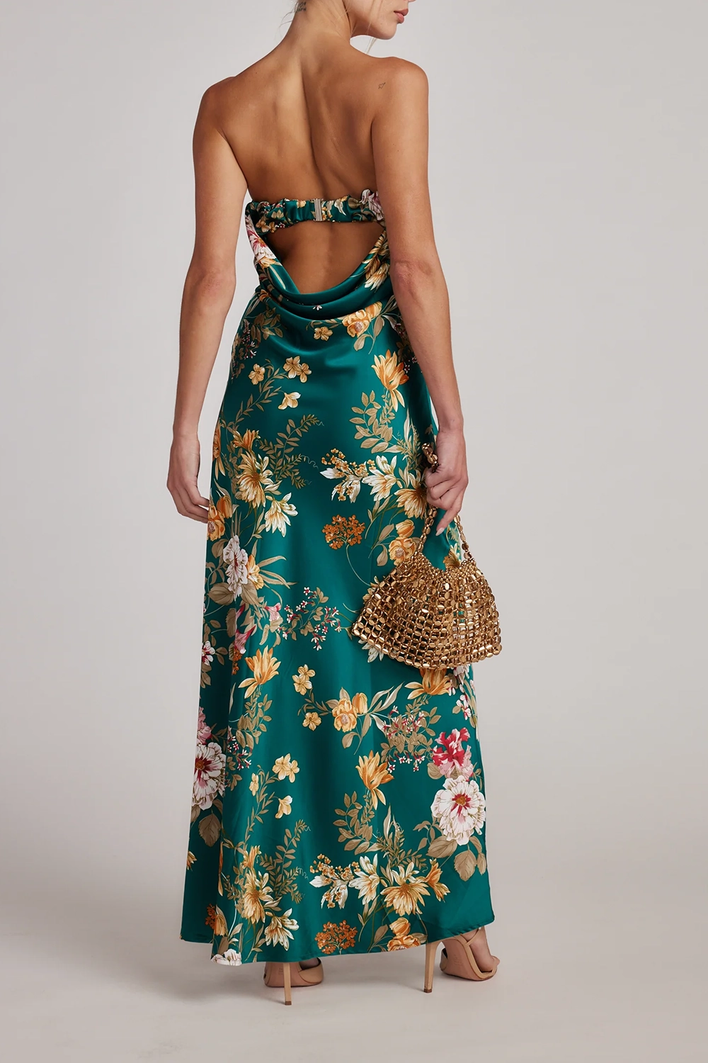 Blue And Gold Watercolor Maxi Dress