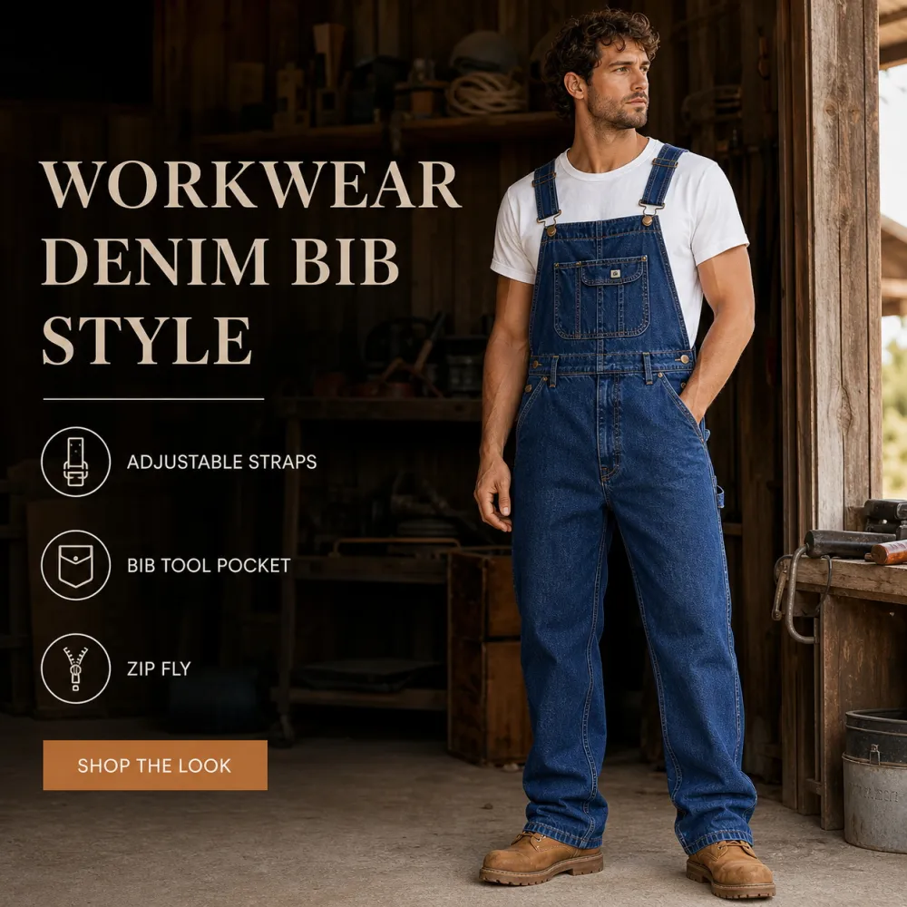 Men's Denim Bib Overalls Regular Fit Workwear