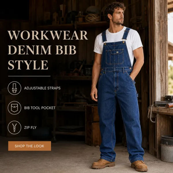 Men's Denim Bib Overalls Regular Fit Workwear