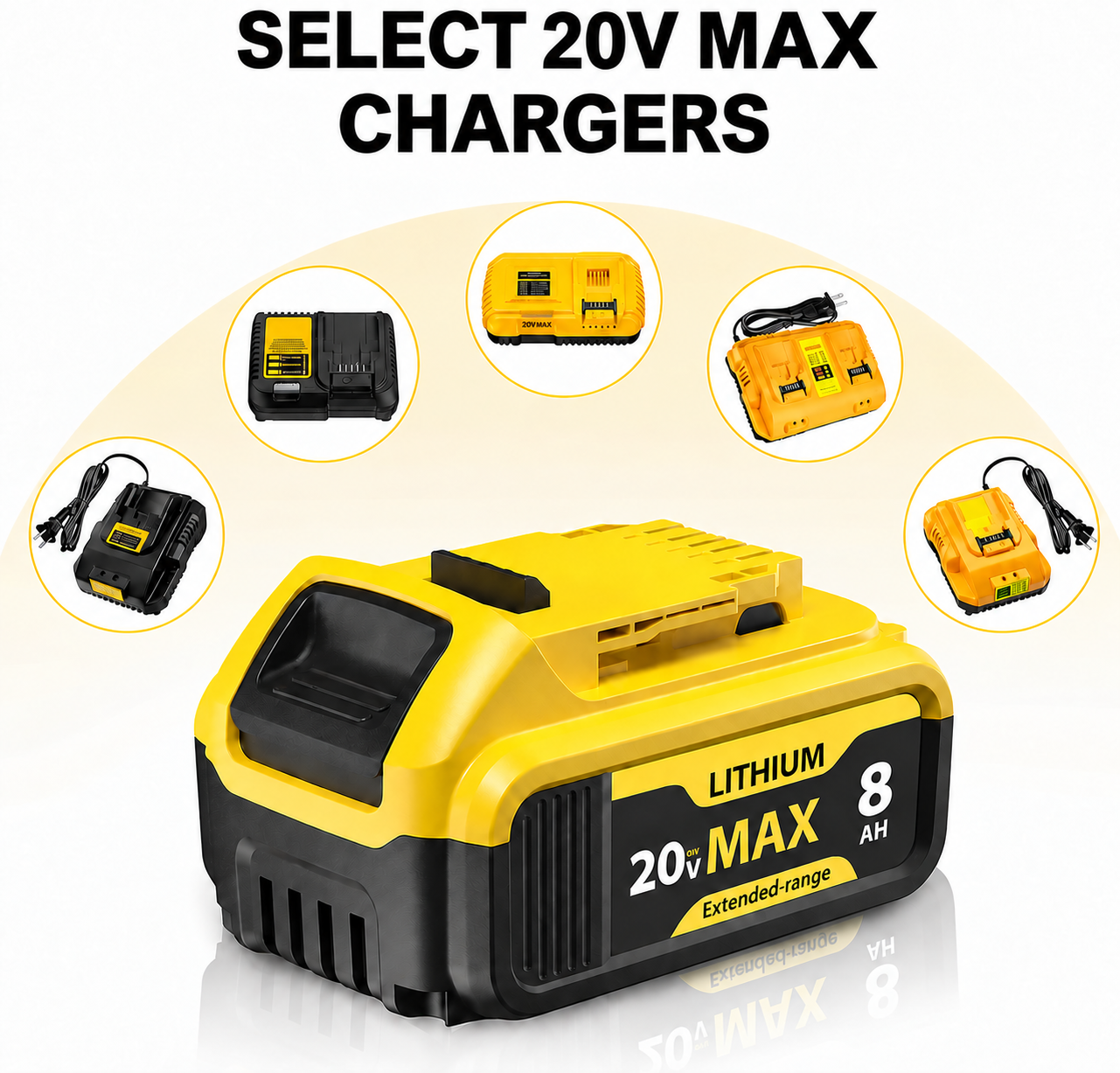 Compatible 20V MAX lithium-ion charger reference