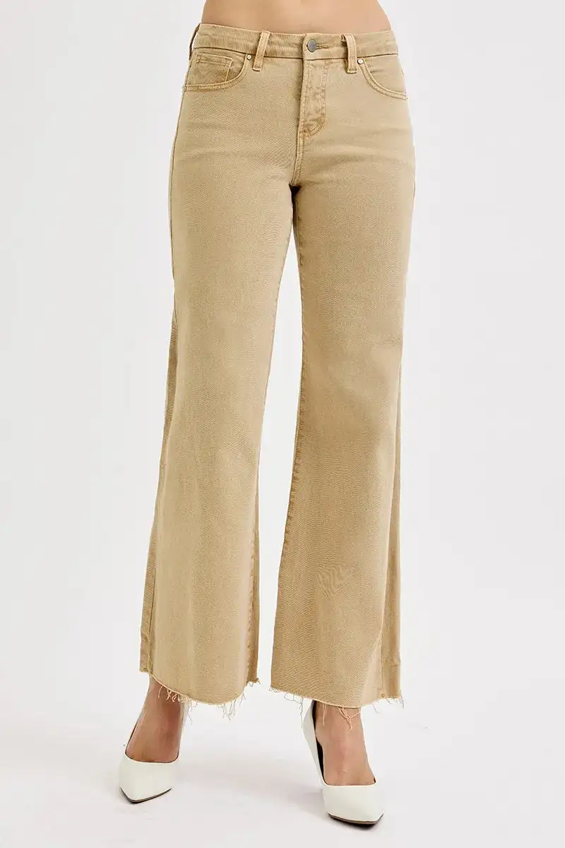 Raw Hem Frayed Hem Wide Leg Jeans