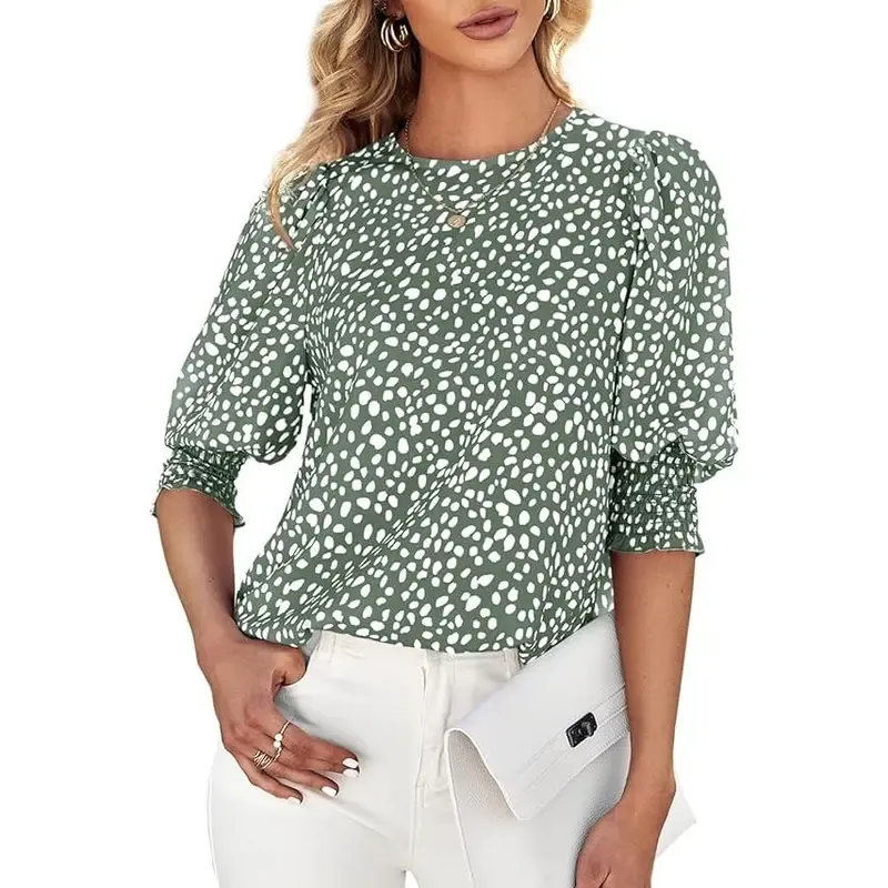 Women's Polka Dot 3/4 Sleeve Blouse