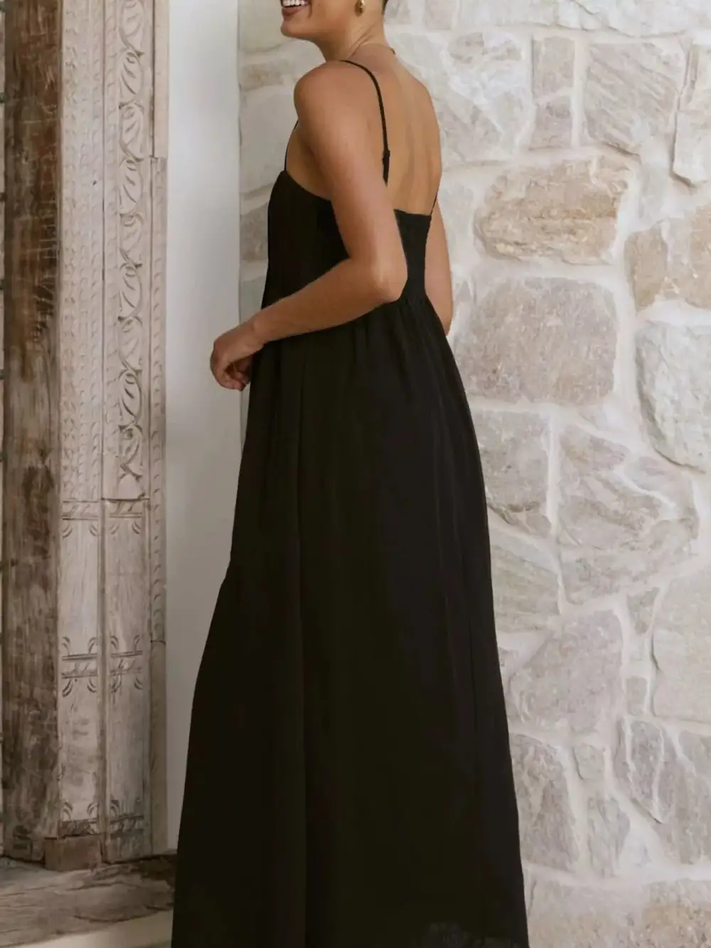 Polished Detail Pleated Midi Dress