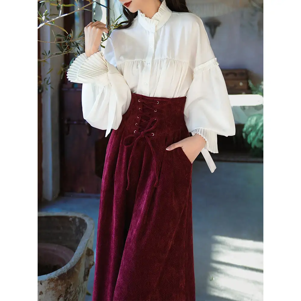 Wide Leg Lace Up Pants