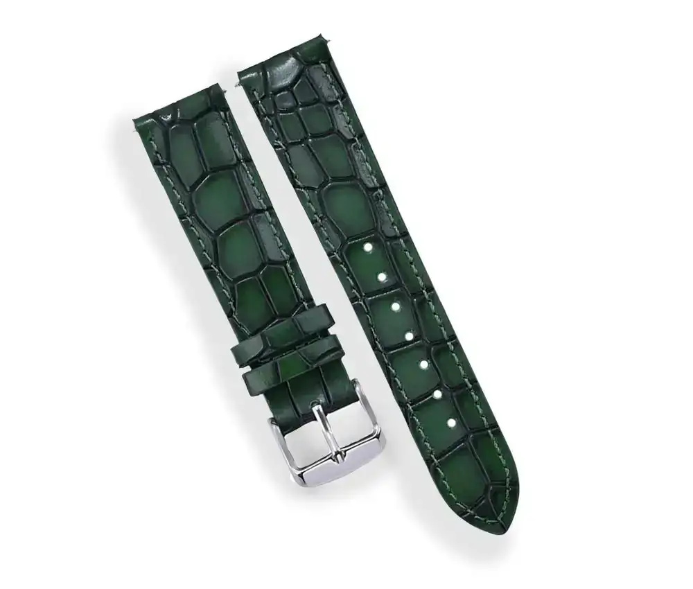 Crocodile-Grain Leather Quick-Release Watch Strap