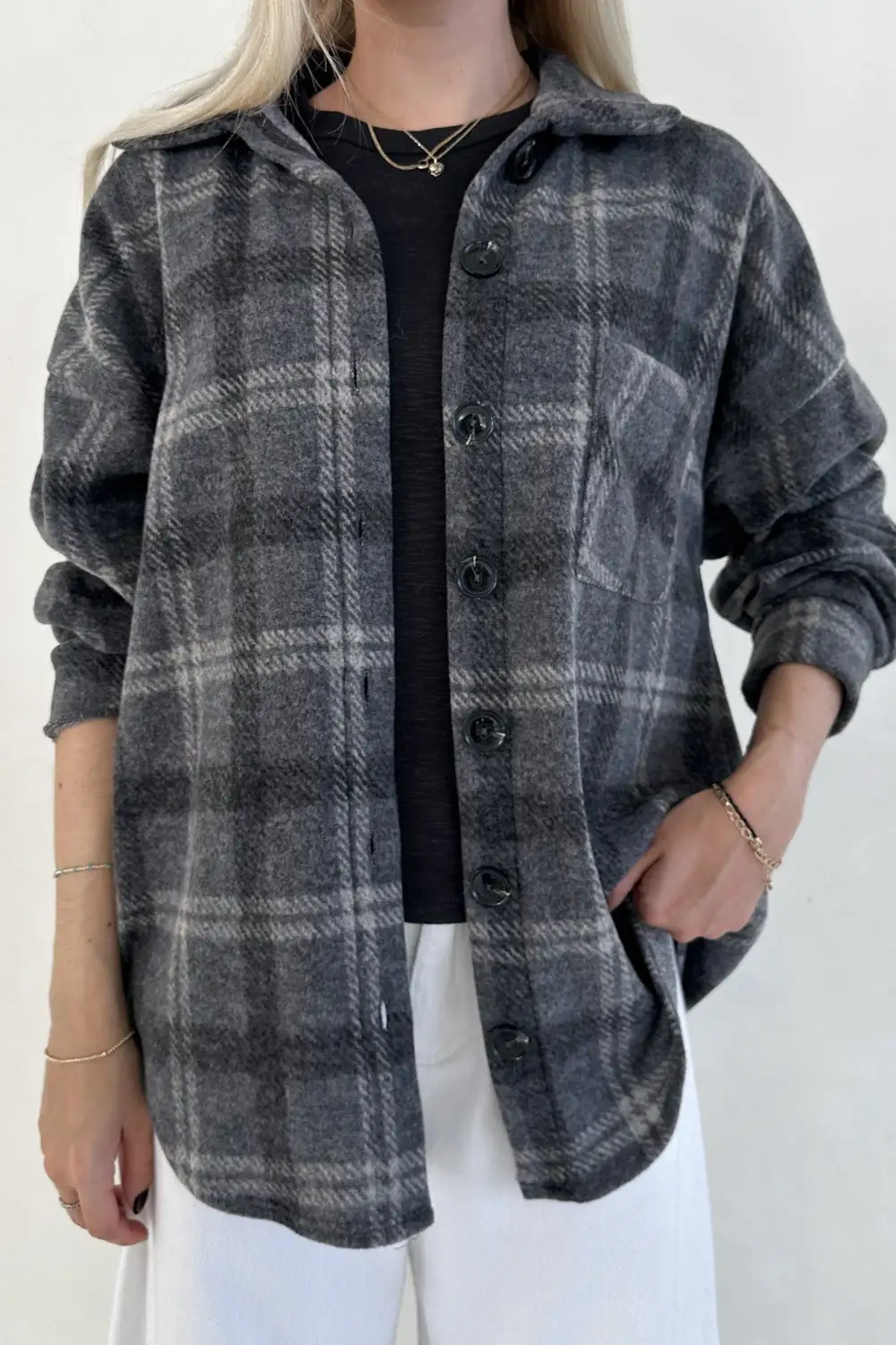 Plaid Button Front Jacket