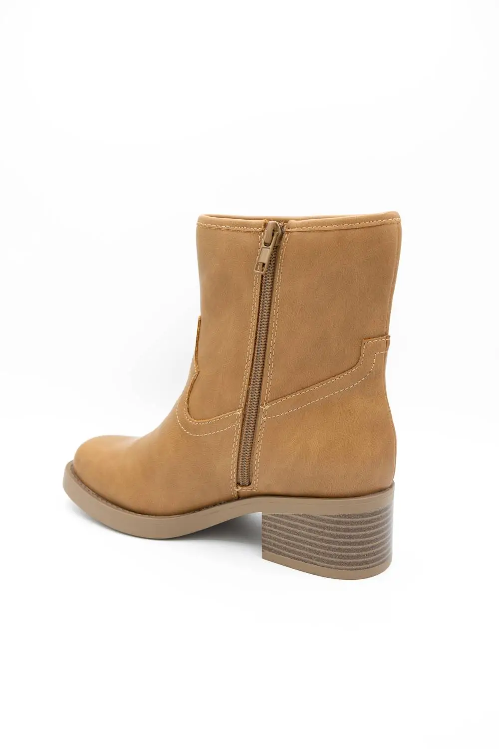 Faux Leather Zip Entry Square Toe Mid Calf Bootie