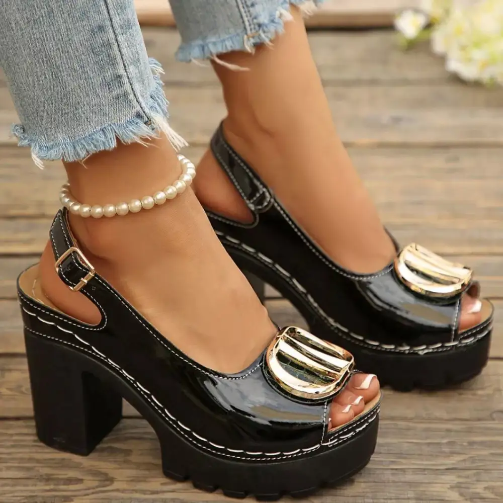 Peep Toe Block Heels Sandals
