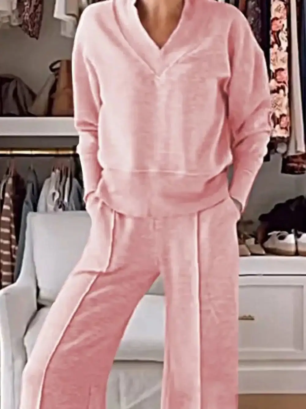 Cozy V Neck Top and Pants Set