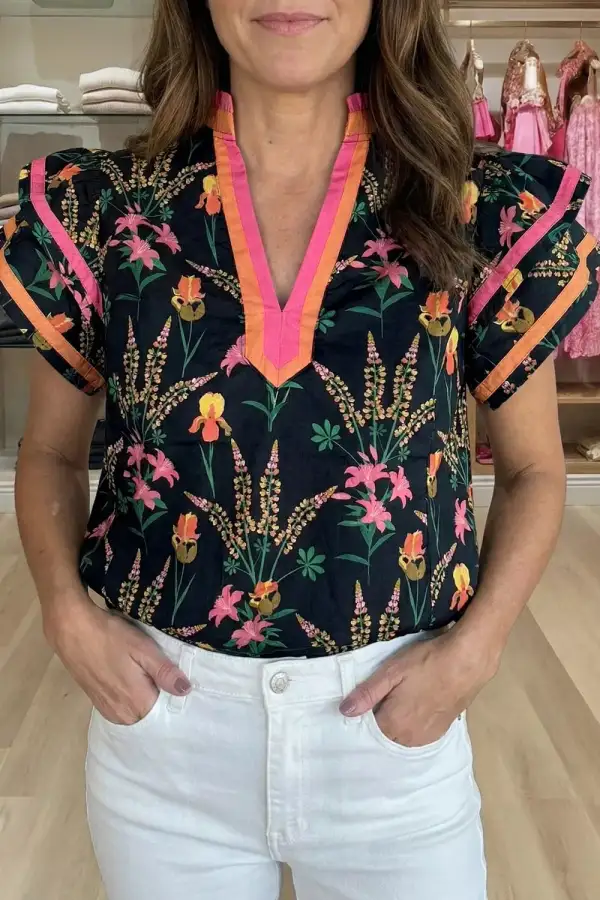 Ruffled Floral Blouse