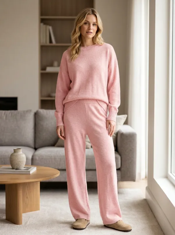 Travel-Ready Knit Long-Sleeve Lounge Set