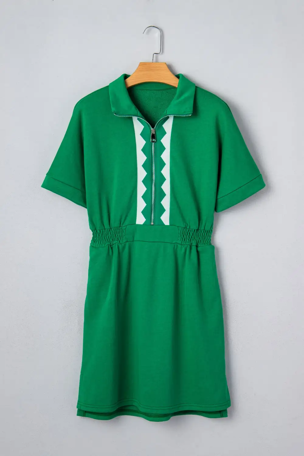 Patchwork Half Zip Front Mini Dress