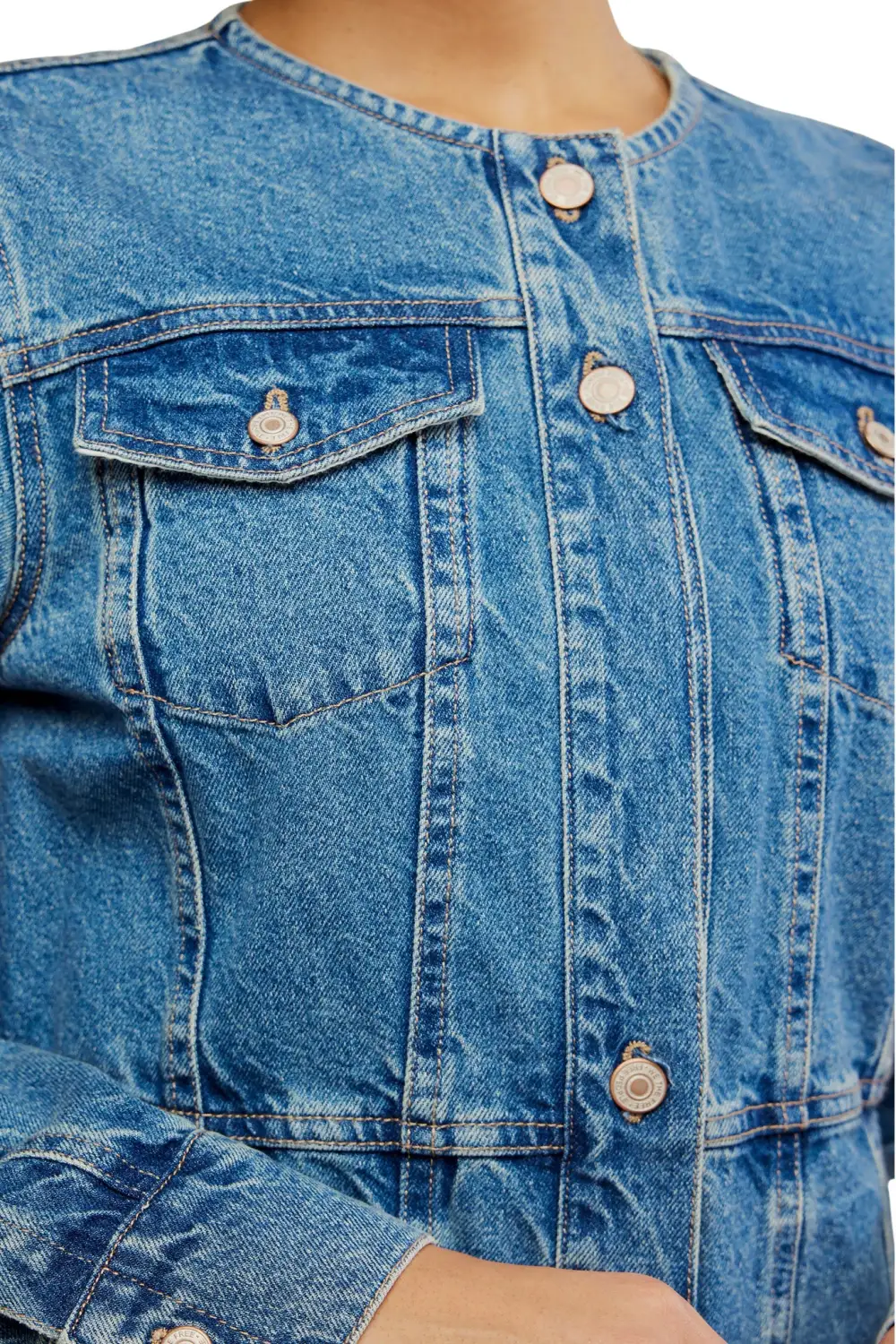 Denim Button Front Layering Jacket