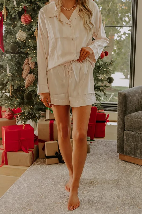 Satin Pajama Shorts In Champagne