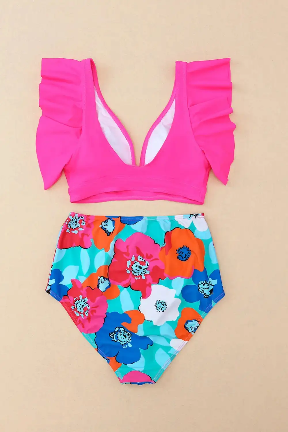 Floral Print High Bikini Bottom Swim Set
