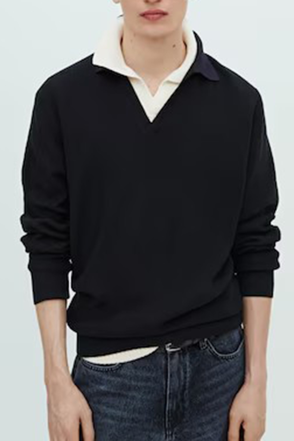 Ribbed Knit Polo Shirt