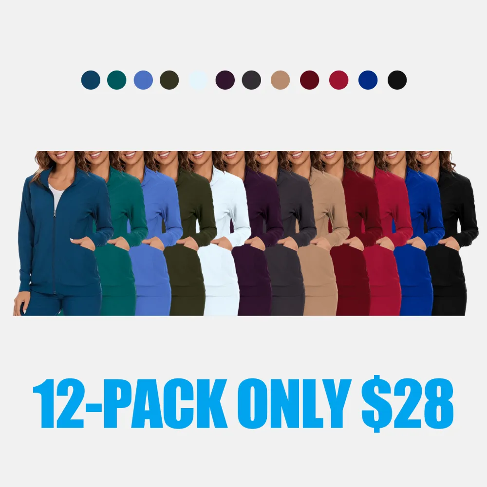 Scrub Jackets for Woman, Zip Front Nurse Jacket, 4-Way Stretch Fabric