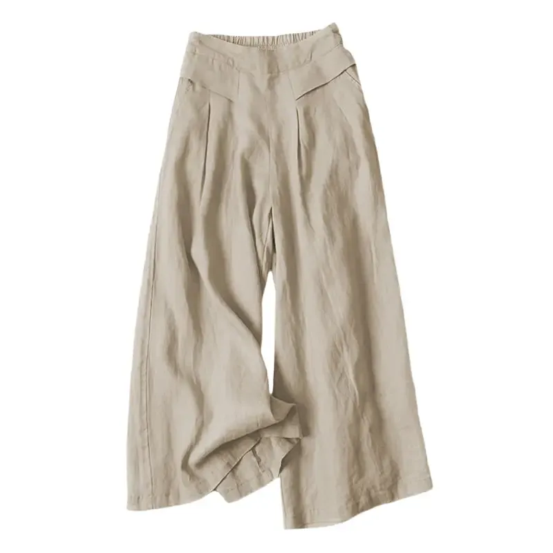 Women's Cotton and Linen Seven-Point Wide-Leg Pants
