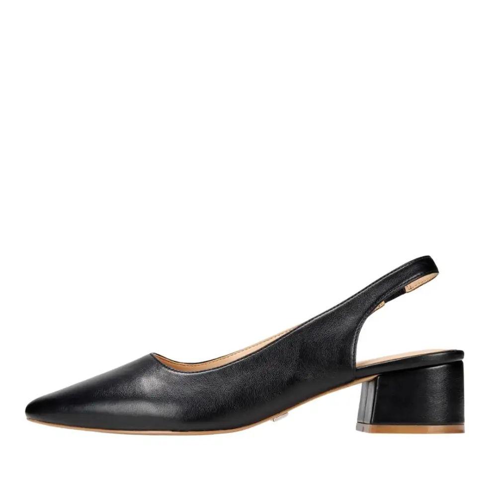 Faux Leather Almond Toe Block Heel Slingback Pumps