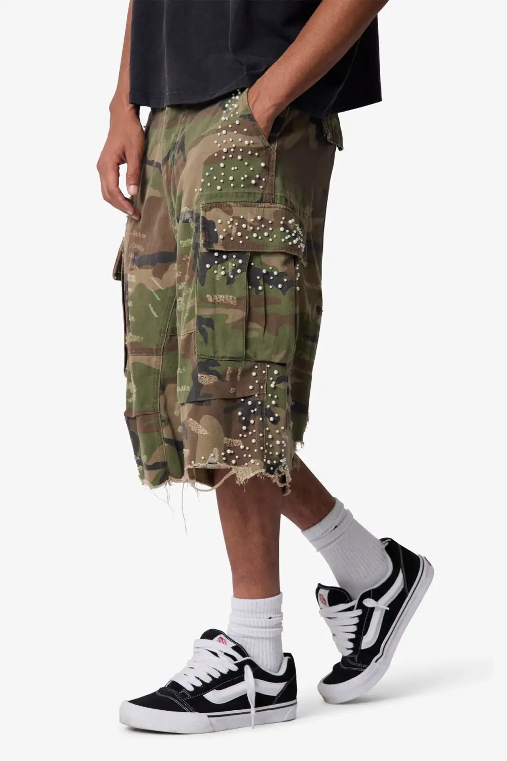 Pearled Utility Cargo Shorts
