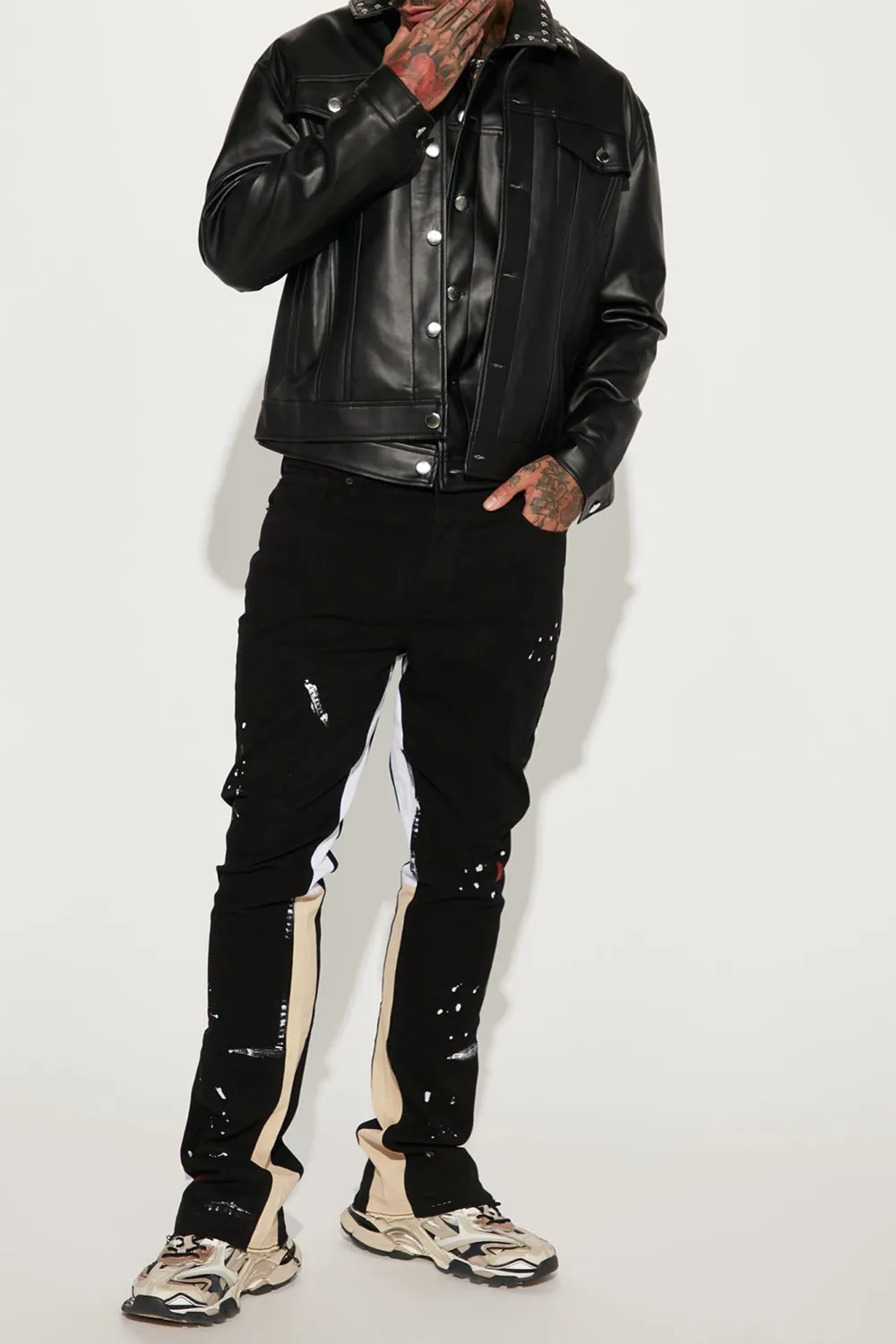 Art Graphic Slim Stacked Flared Pants