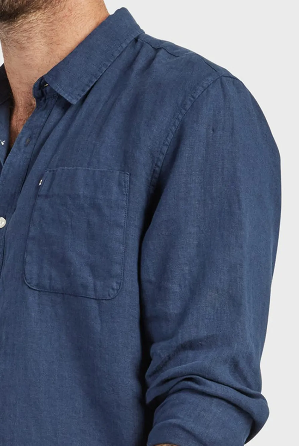 Classic Linen Shirt-Navy