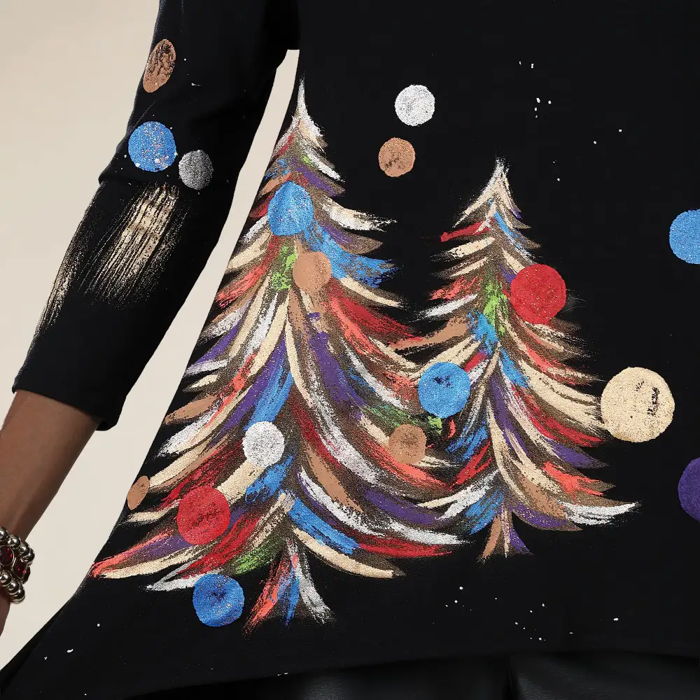Hand-Painted Tree Print Blouse
