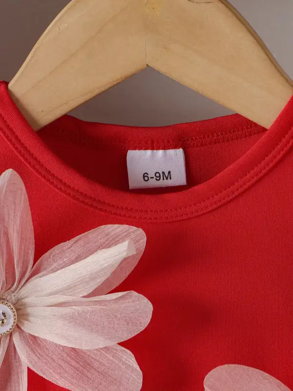 Girls Flower Sleeveless Round Neck Dress