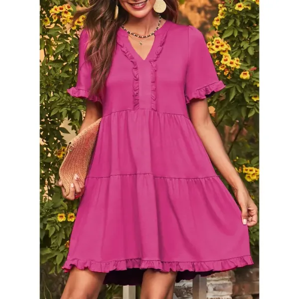 Women's V-neck Ruffle Dress