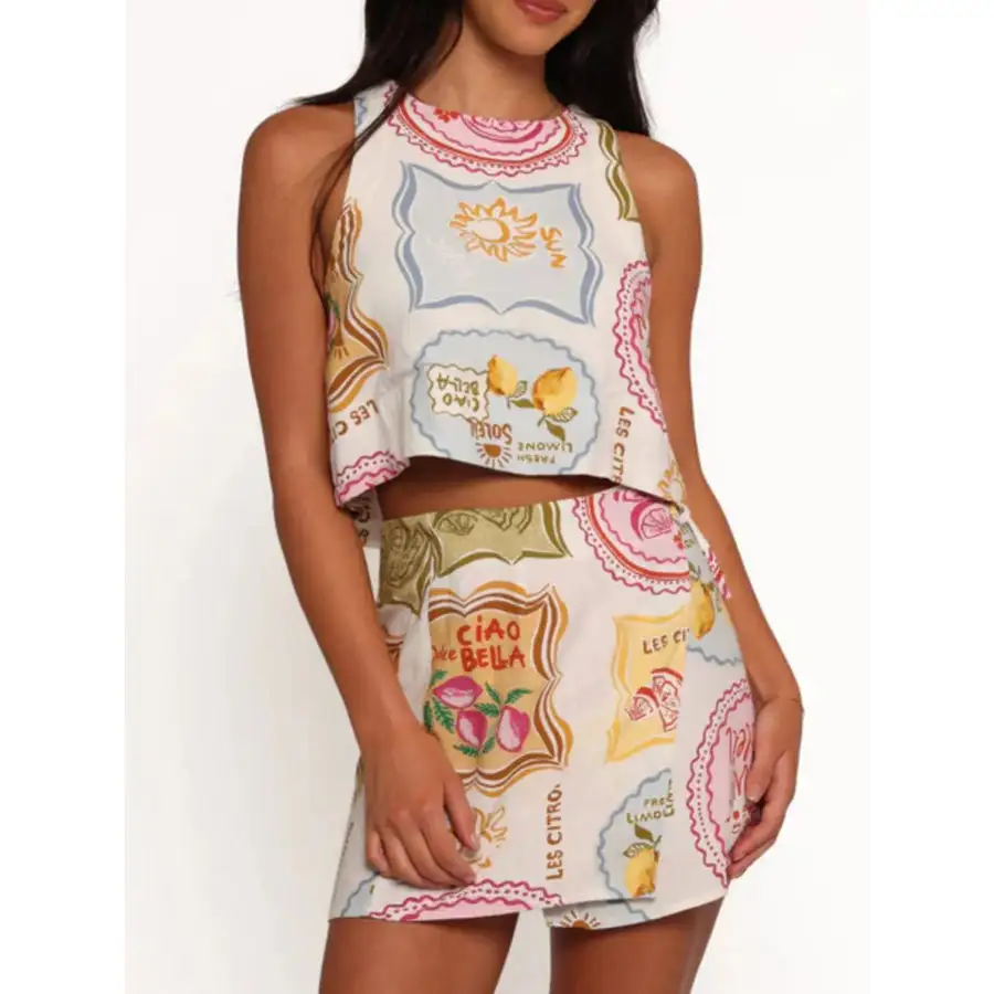 Printed Tank and Skort Two Piece Set
