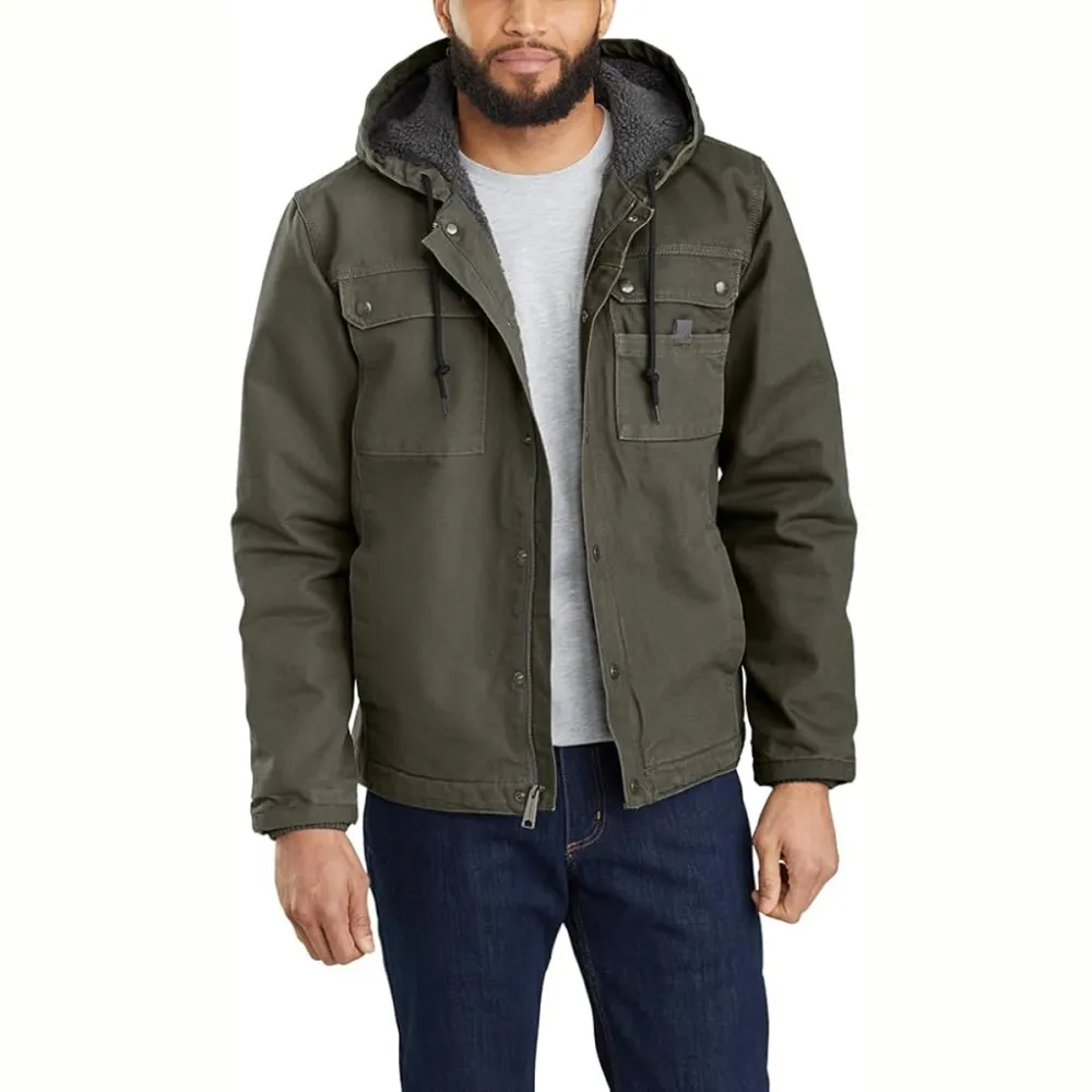 Men's Relaxed Fit Washed Duck Sherpa-Lined Utility Jacket