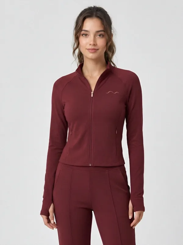 Women's Mauve Zip-Up Jacket & Jogger Set