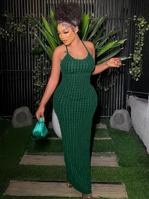 Women's Solid Backless Frill Trim Cami Dress