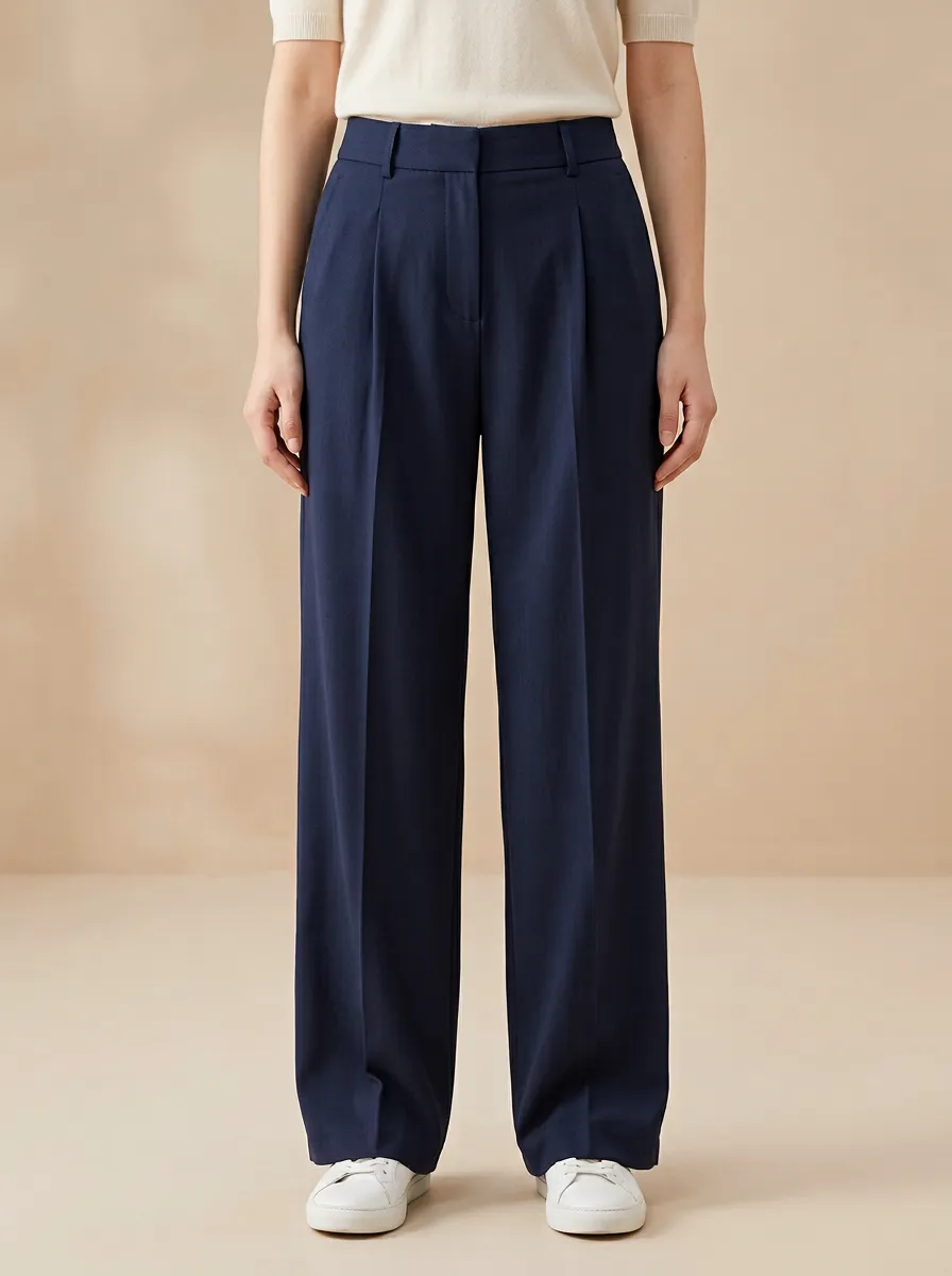 Classic Wide-Leg Solid Women's Wide-Leg Pants