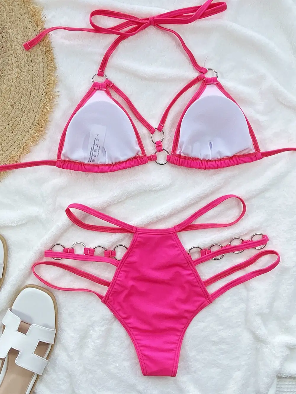 Panel Detail Halter Neck Coordinated Swim Set