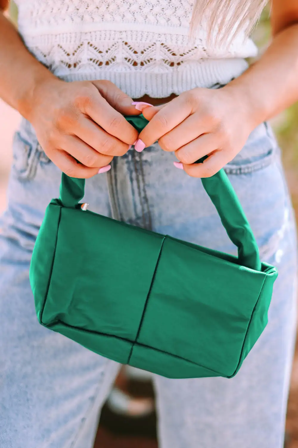 Minimalist PU Leather Zipped Square Handbag Shoulder Bag