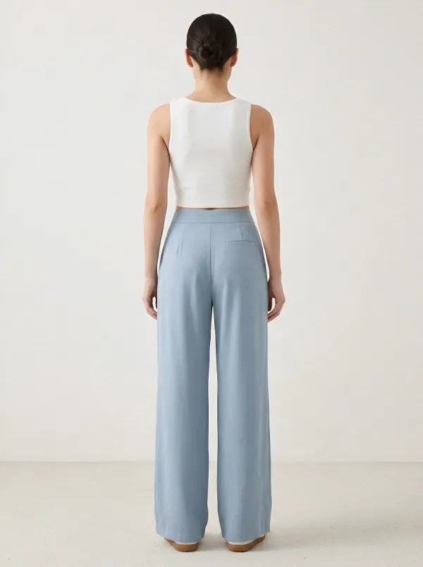 Women's Ice Silk Pleated Minimalist Casual Pants