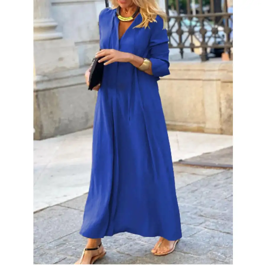 Full Size Solid Color Maxi Shirt Dress Plus Size