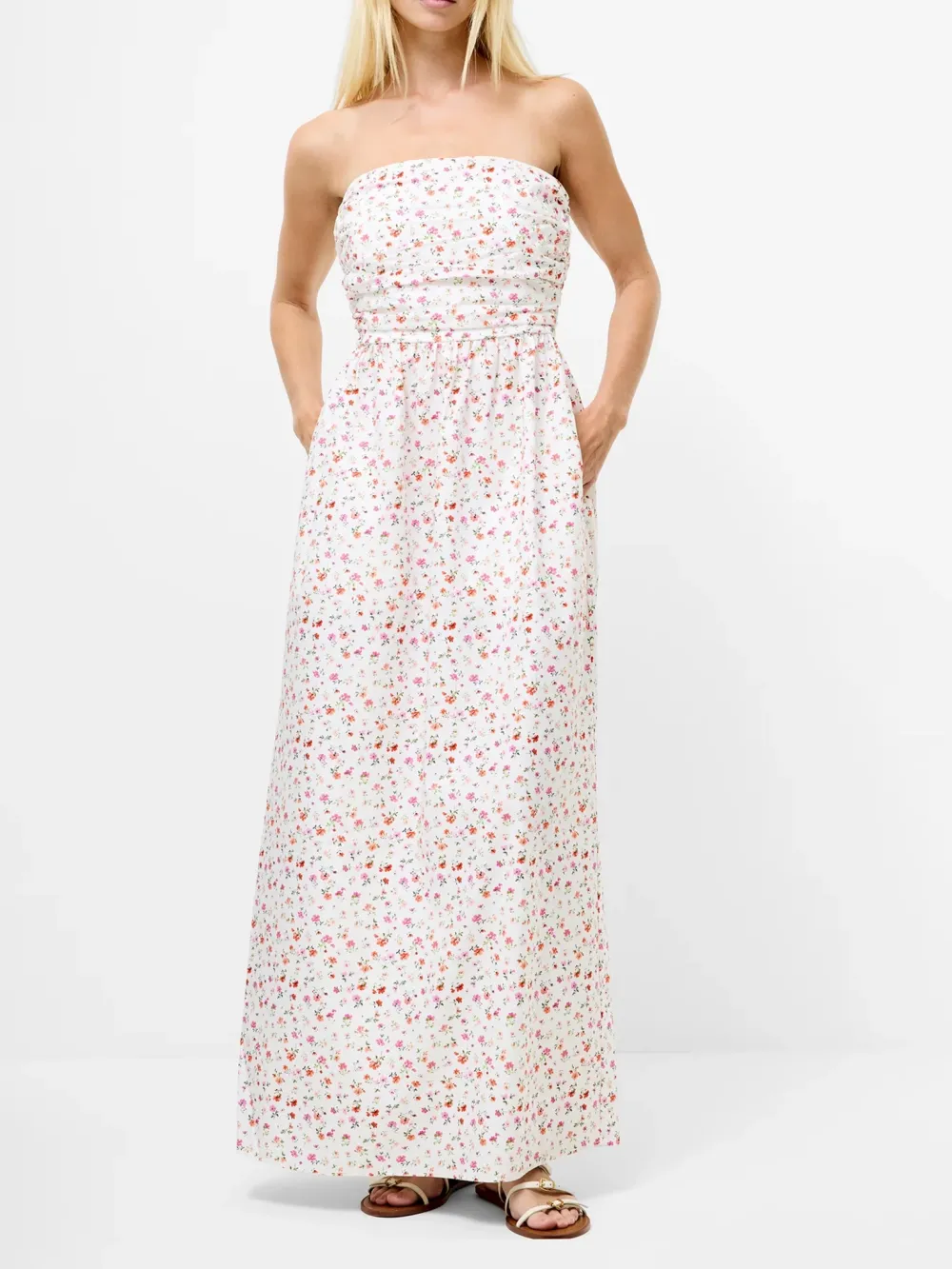 Cotton Flowy Structured Pleated Dress