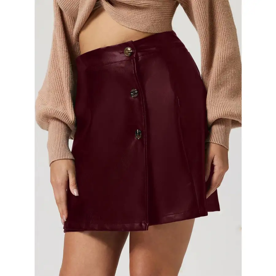 Buttoned High Rise Mini Skirt